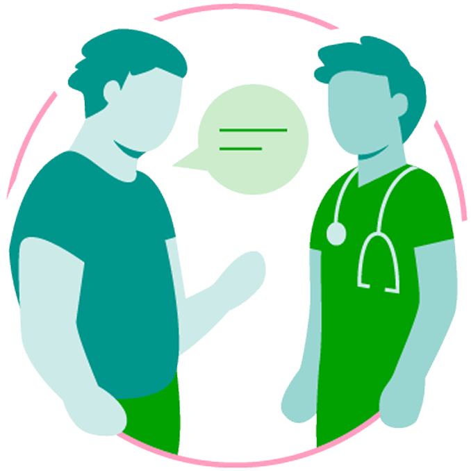 Man and HCP talking icons