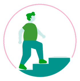 Person walking up stairs icon